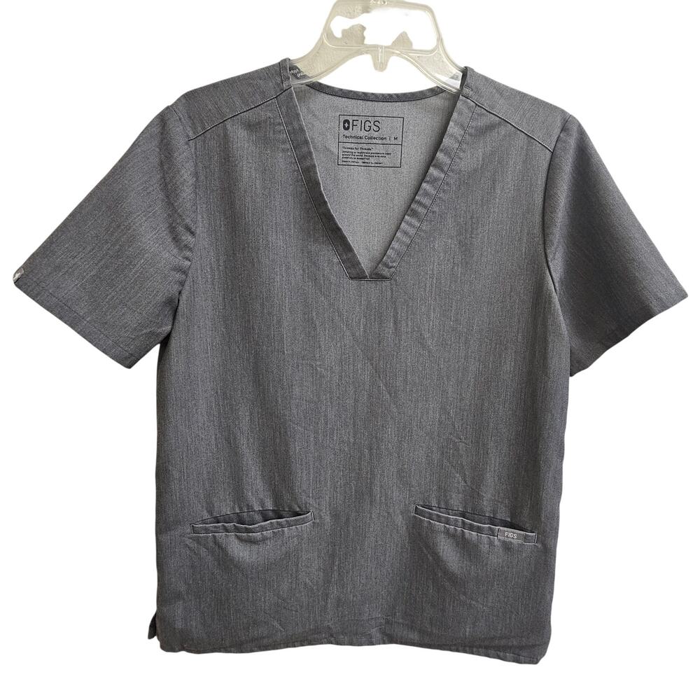 FIGS Casma Three-Pocket Scrub Top Graphite Gray Women's M
